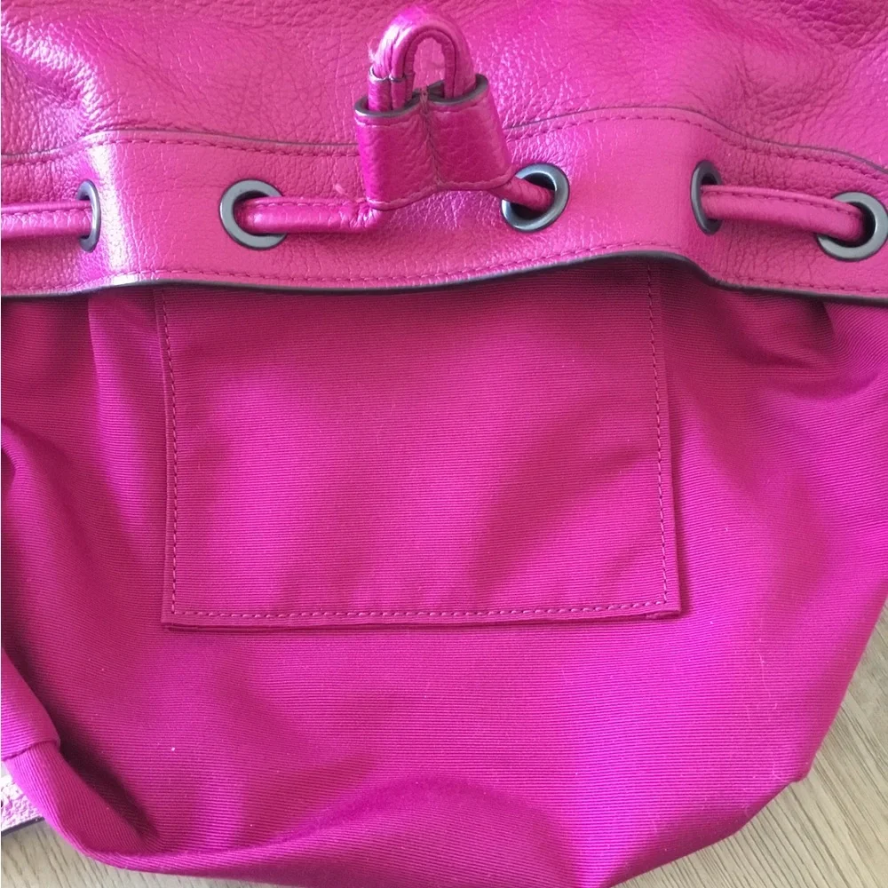 Coach Hot Pink Pebbled Leather Drawstring Shoulder Bucket Bag w/Matching Wallet - Picture 14 of 15